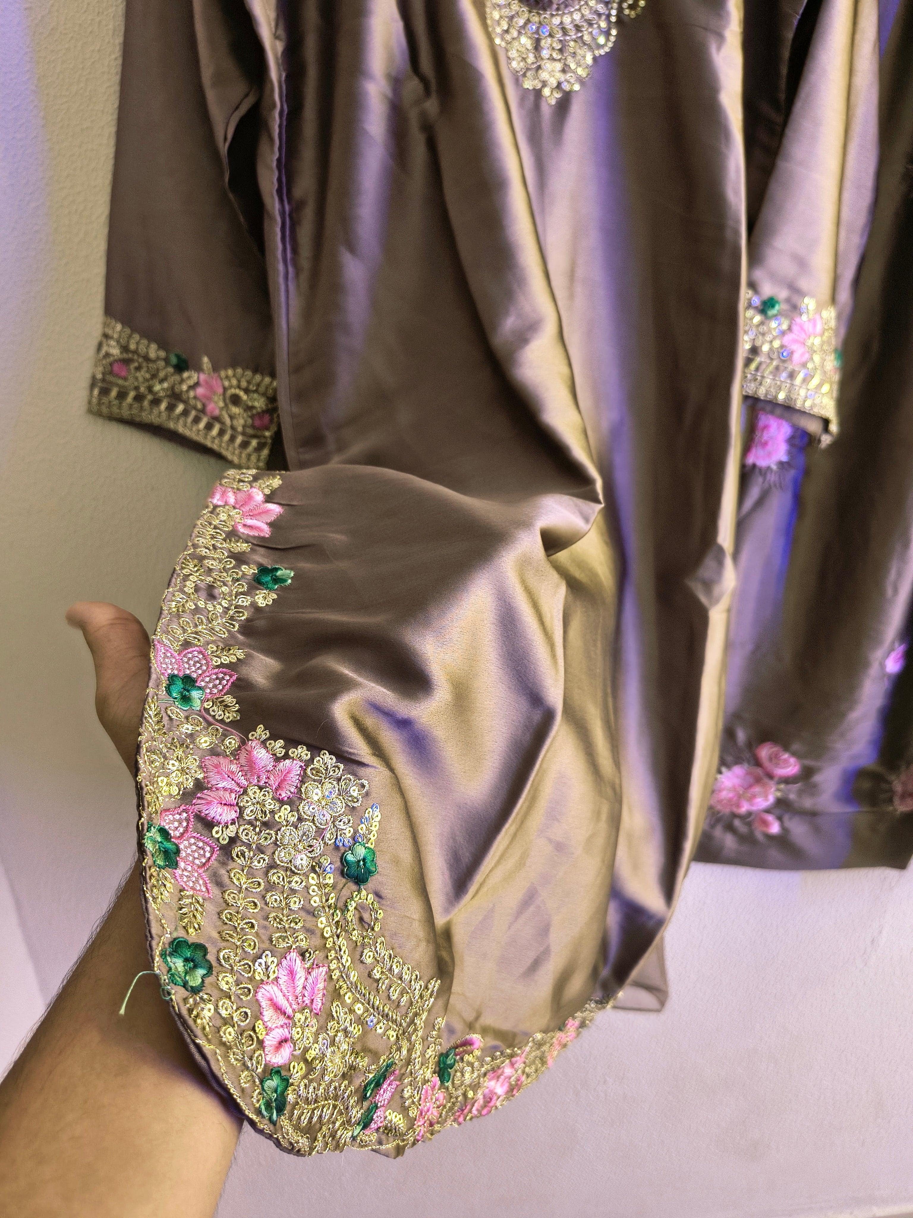 Viral farshi Brown Suit (Floral embroidery)